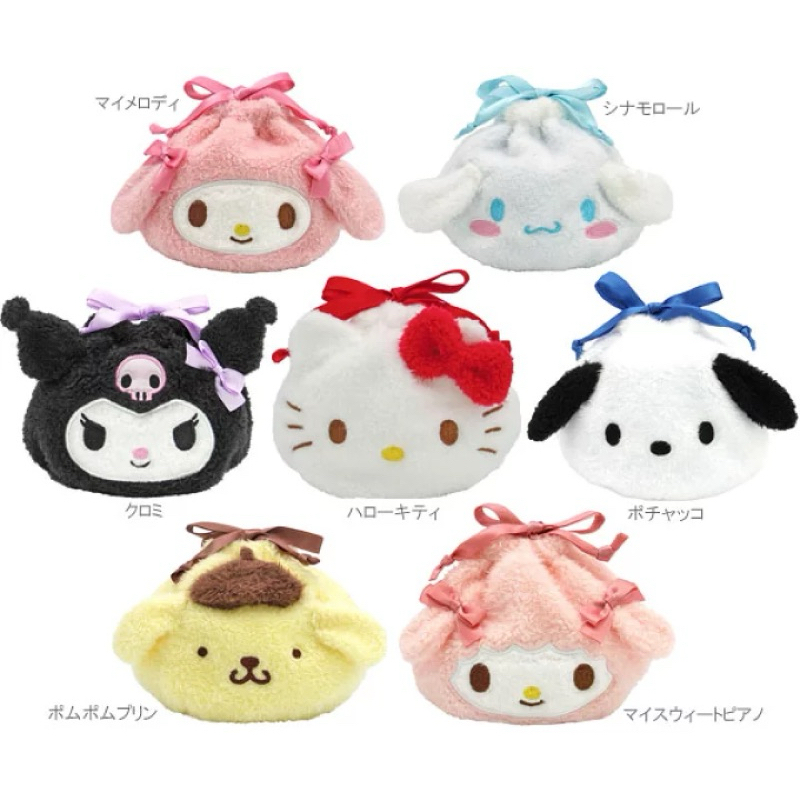[ของแท้จากญี่ปุ่น ] กระเป๋าหูรูด Sanrio Characters กระเป๋านุ่มนิ่ม กระเป๋าใส่เครื่องสำอาง
