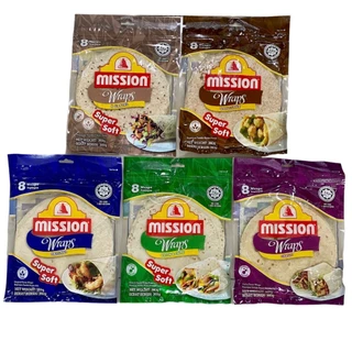 Mission Wraps Naan Pita สินค้ามีอายุ2-3เดือน มิชชั่น แป้งแรป แผ่นแป้งสาลีสำเร็จรูป 360 กรัม ทาโก้ ตอติญ่า