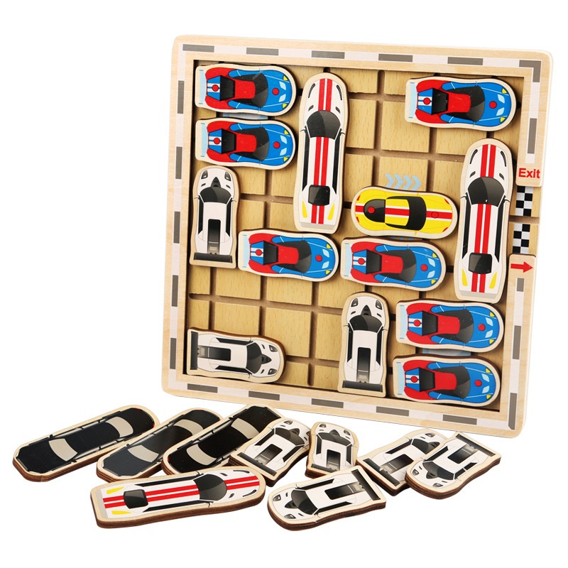 เกมแก้ปัญหาจราจรติดขัด(ชุดไม้) Rush Hour Traffic Jam Logic Game (Moving Game) #YHM-019