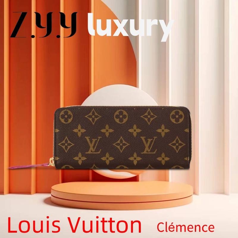 New Hot sales ราคาพิเศษ 🍒หลุยส์วิตตอง💯LOUIS VUITTON Clemence Wallet กระเป๋าสตางค์ใบยาว/ซิป LV BAG
