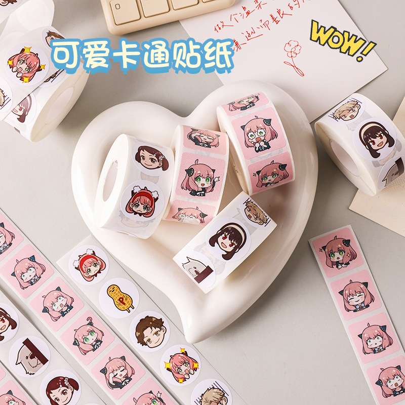 ( LY ) สติกเกอร์การ์ตูน Anya ม้วนละ 500 ดวง
