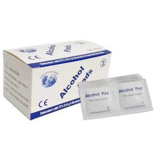 Alcohol pad แผ่นแอลกอฮอล์ 75% เช็ดทำความสะอาดแบบพกพา (100ชิ้น/กล่อง)