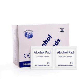 Alcohol pad แผ่นแอลกอฮอล์ 75% เช็ดทำความสะอาดแบบพกพา (100ชิ้น/กล่อง)