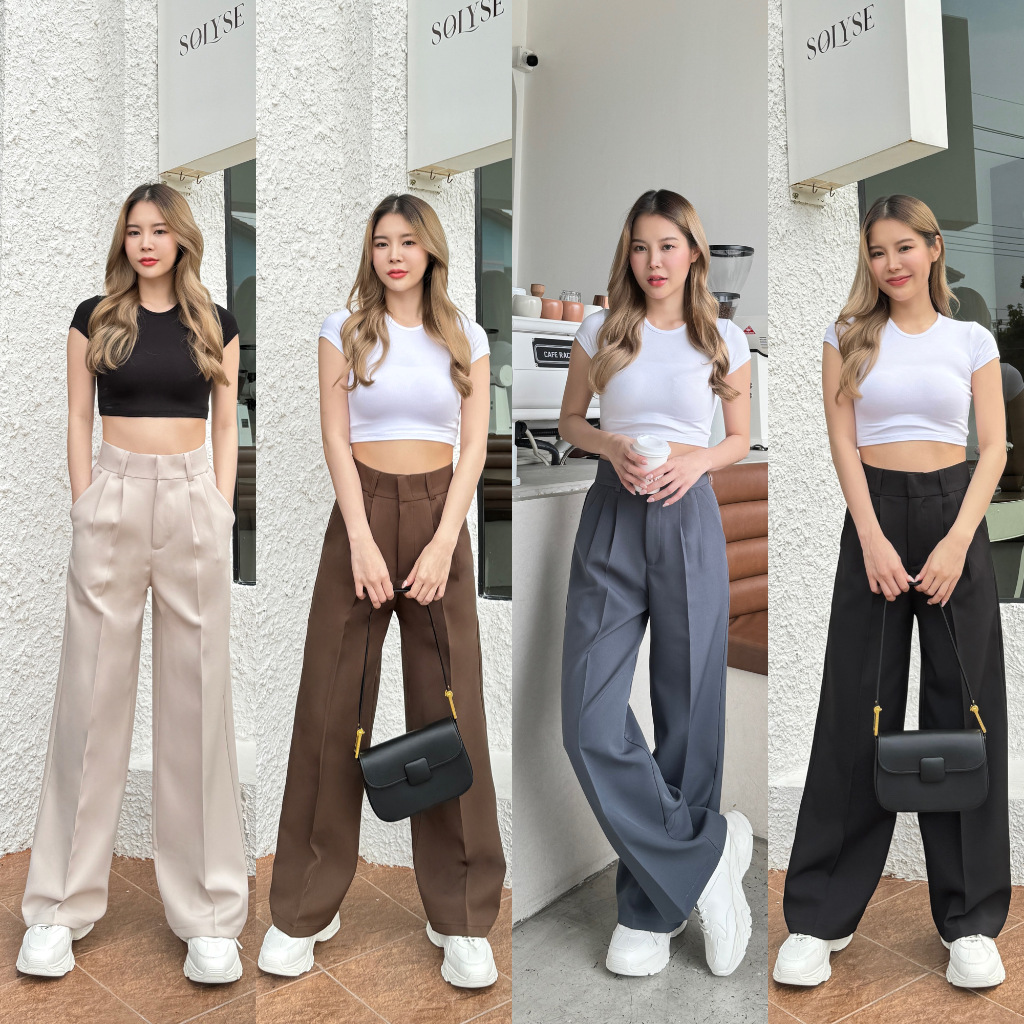 รุ่น Basic cookie กางเกงขากระบอก เอวสูง ทรงสวย งานซิปตะขอหน้า ผ้างานคุณภาพ ใส่ได้ทุกโอกาส