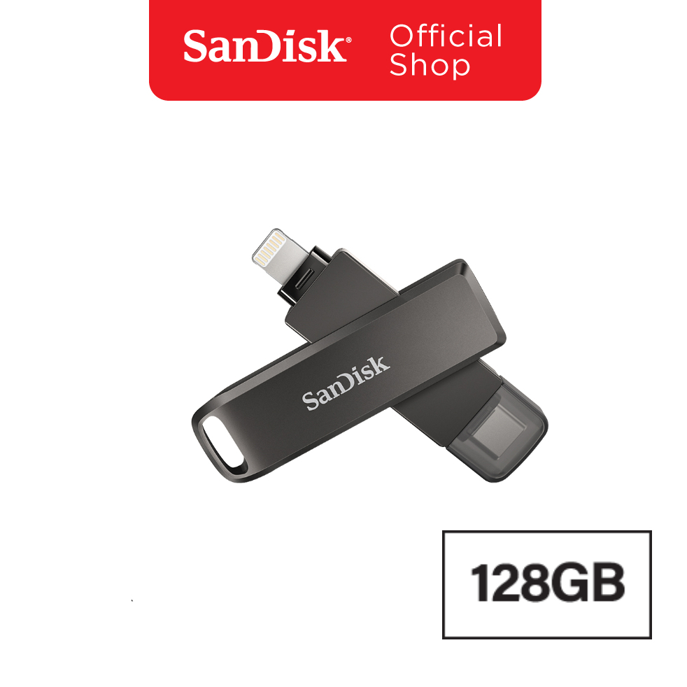 SanDisk iXpand Flash Drive Luxe 128G (SDIX70N-128G-GN6NE) แฟลชไดรฟ์2in1ใช้สำหรับ iPhone และ USB Type C