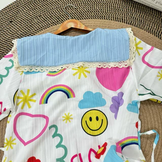 Dress ทรงปล่อยกระเป๋าหัวใจลายน่ารัก( Vp-กระเป๋าหัวใจ)