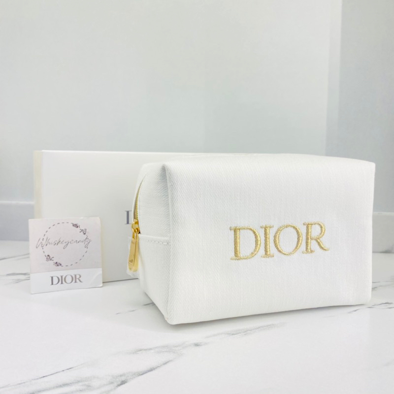 🛍 กระเป๋าเครื่องสำอาง Dior แท้ ผ้ายีนส์ สีขาวสุดหรู รุ่นล่าสุด