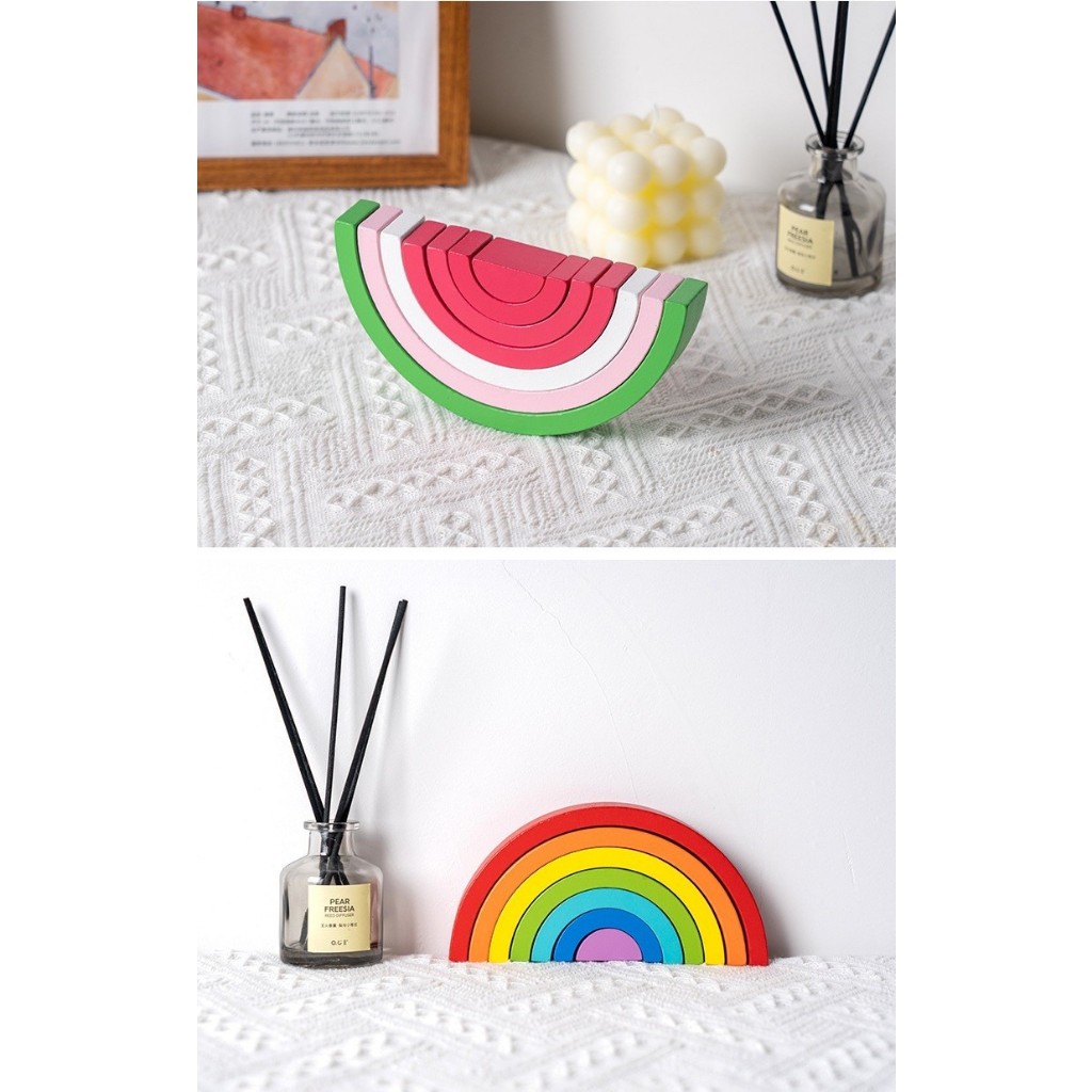 Rainbow Blocks บล็อกตัวต่อไม้ สีรุ้ง Montessori Lookmaebaby - รูปที่ 4