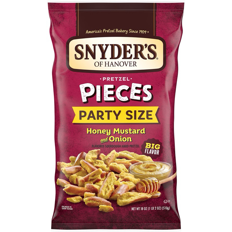 (ของแท้100%) Snyder's of Hanover Pretzel Pieces Honey Mustard and Onion 510g. ขนมคบเคี้ยว