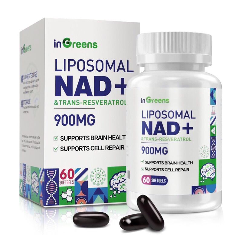 (InGreens) Liposomal NAD+ & Trans-Resveratrol 900 Mg ( บำรุงสมอง บำรุงเซลล์ ) ( 60 ซอฟ์ทเจล )