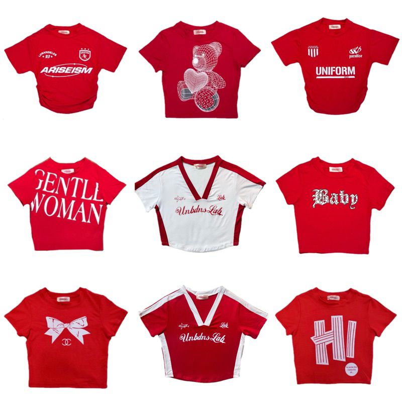 รวม เสื้อครอป สีแดง มีหลายราย
