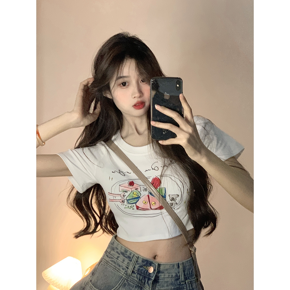 MC168 เสื้อครอปท็อป y2k สงกรานต์ แฟชั่นผู้หญิง เตรียมส่งสินค้า T-shirt girl