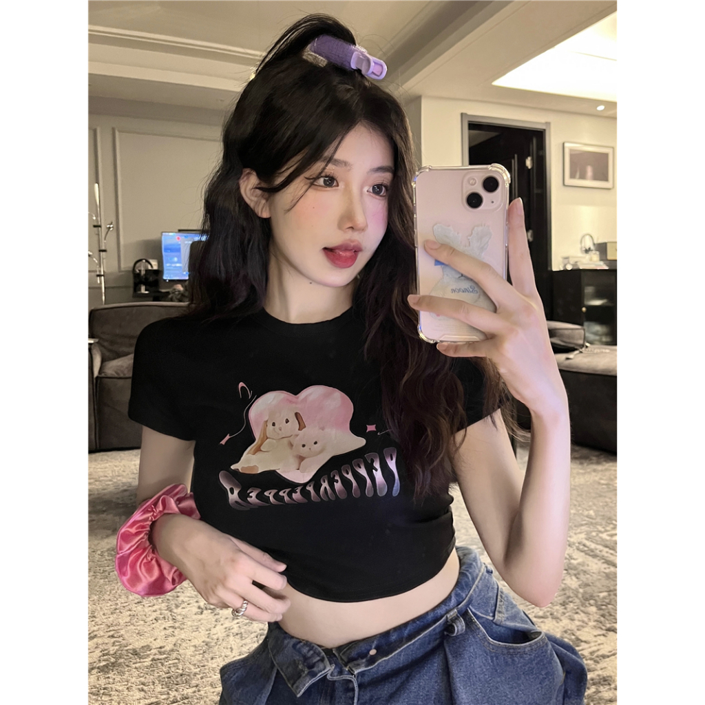 MC168 เสื้อครอป y2k   ดี -ดูและสบาย ๆ t -shirt girl ส่งตรงเวลา