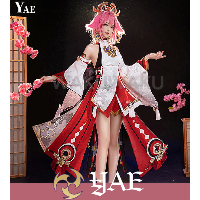 Game Genshin Impact Cosplay Yae Miko Cosplay Costume Costume Yae Miko Shoes Wig