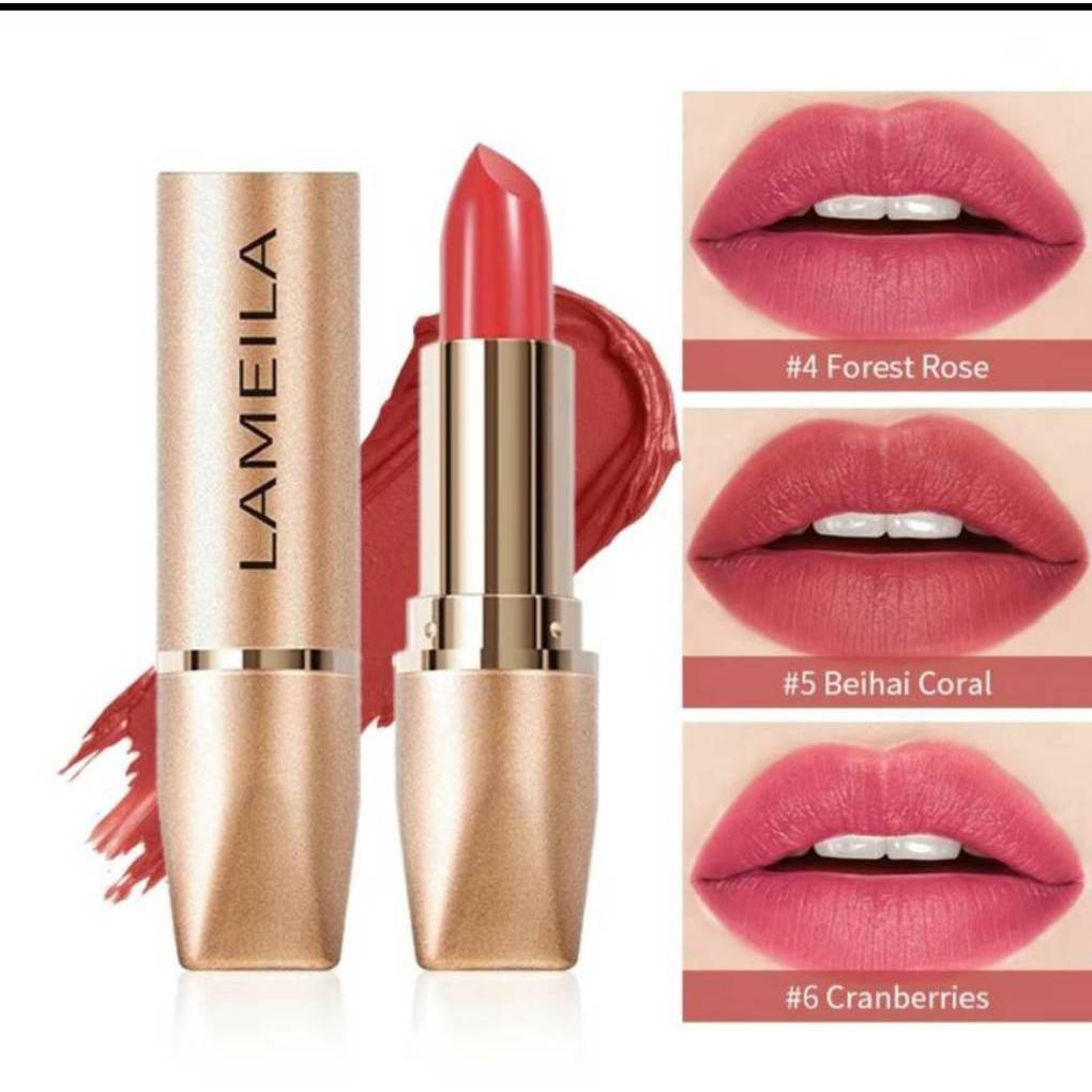 C.245.ลิปสติก LAMEILA2003เนื้อนิ่มกันน้ํา ให้ความชุ่มชื้น สีแดง สีชมพู เนื้อแมตต์ กํามะหยี่ มี  6 สี