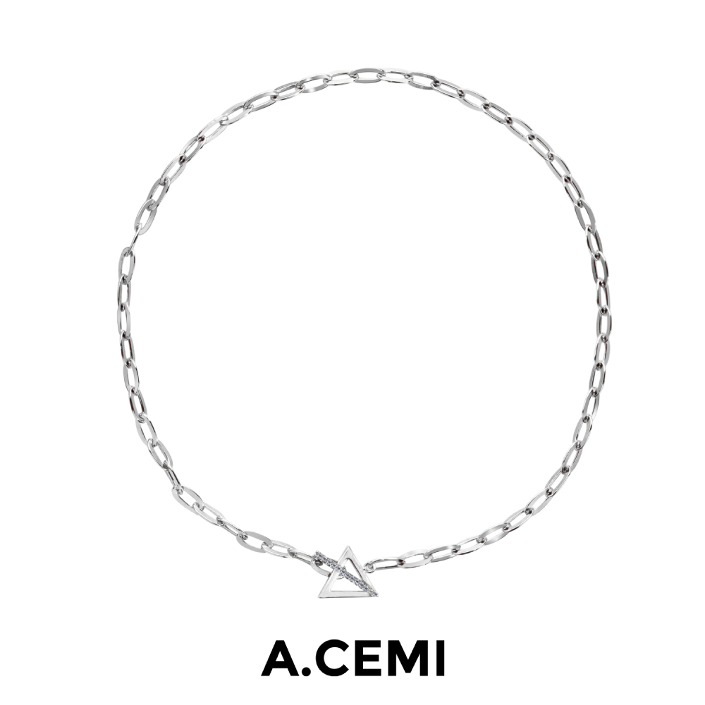 A.CEMI Triangle Choker สร้อยคอโชกเกอร์ เงินแท้ ชุบทอง 18K โรสโกลว์