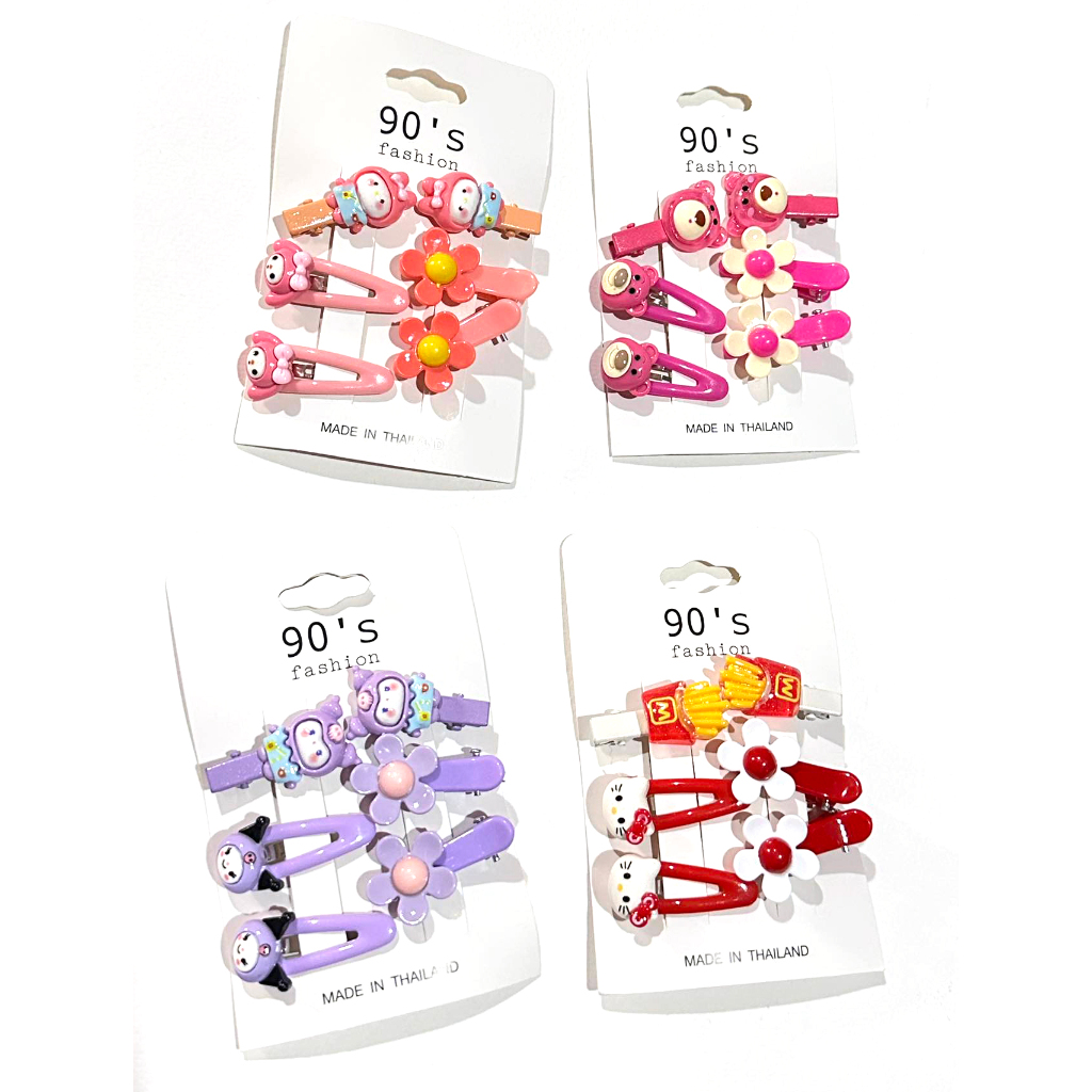 🍭กิ๊บติดผม กิ๊บวินเทจ แต่งการ์ตูนน่ารัก 👧 1 แผง 6 อัน🍭