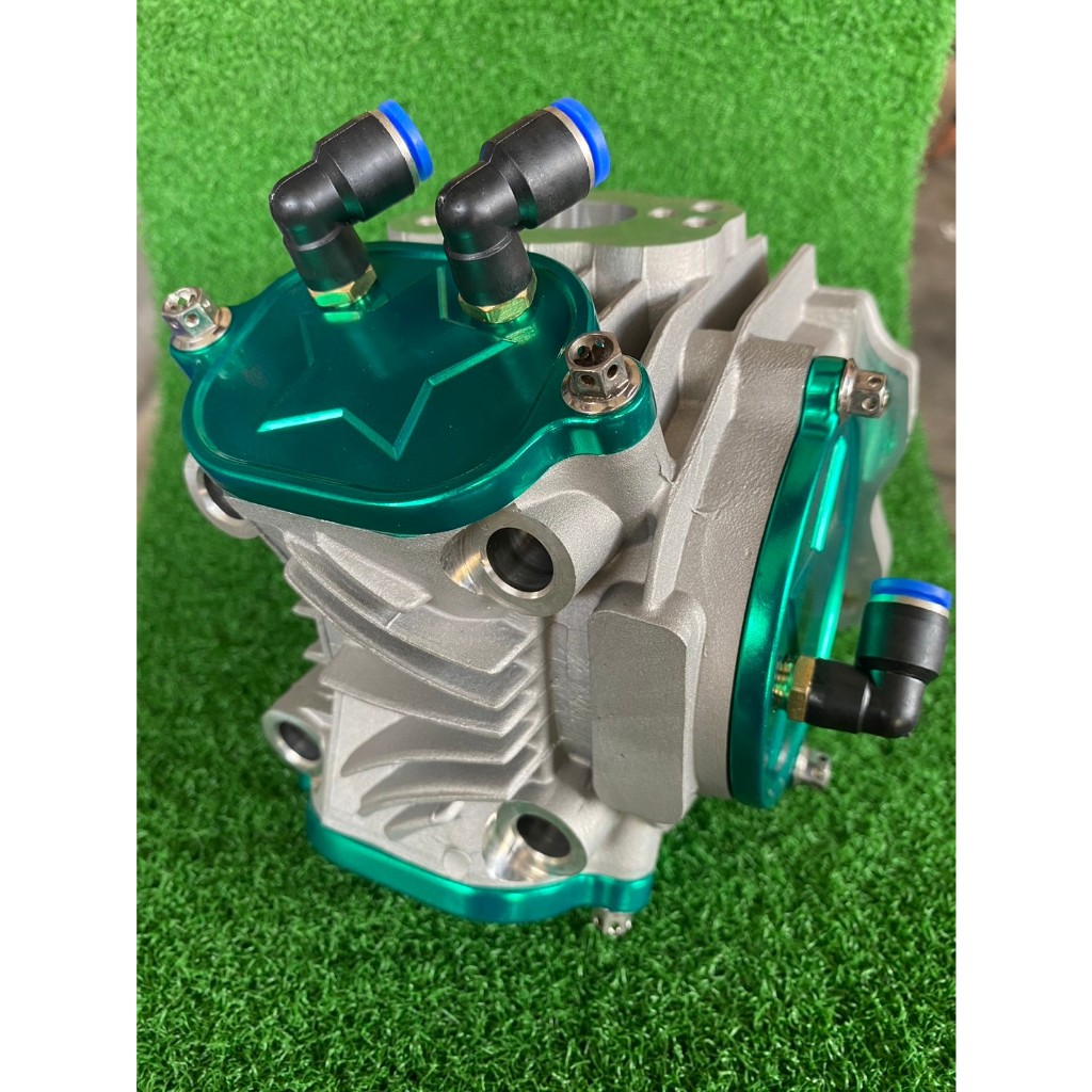 ชุดฝาวาล์ว+ปิดเฟืองราวลิ้นแต่ง เวฟ125(4วาล์ว)สีเขียว อลูมิเนียมcnc มีรูระบายความร้อน (สายระบายคละสี)