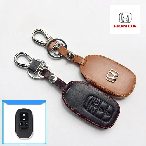 ซองหนังแท้ ใส่กุญแจรีโมทรถยนต์ รุ่นโลโก้เหล็ก All New Honda Accord,Civic FE,CRV-G6,HRV 2022-25 Smart