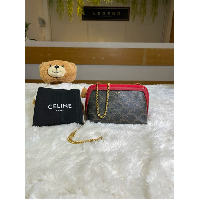 Celine triomphe clutch with chain