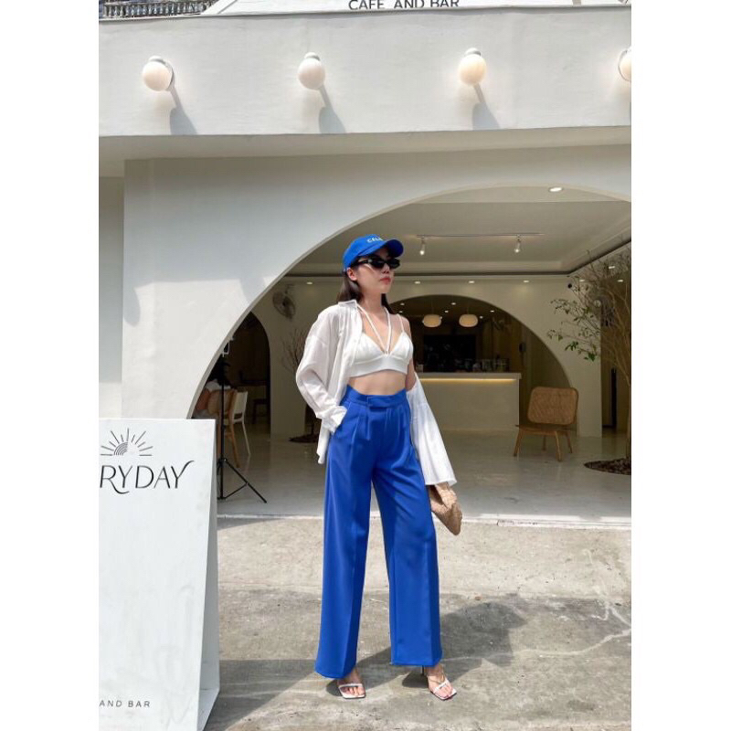 กางเกงขายาวสีน้ำเงิน akkara studio