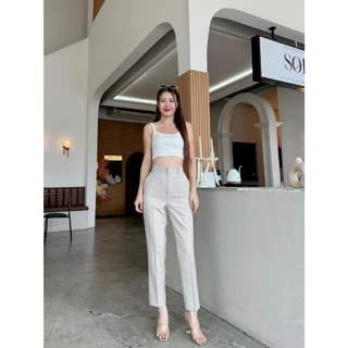 NEW 💟💝PD15 ขนาด S-2XL กางเกง8ส่วนขากระบอกเล็ก กระบอกเล็กเอวสูง ตะขอหน้า มีหูเข็มขัด