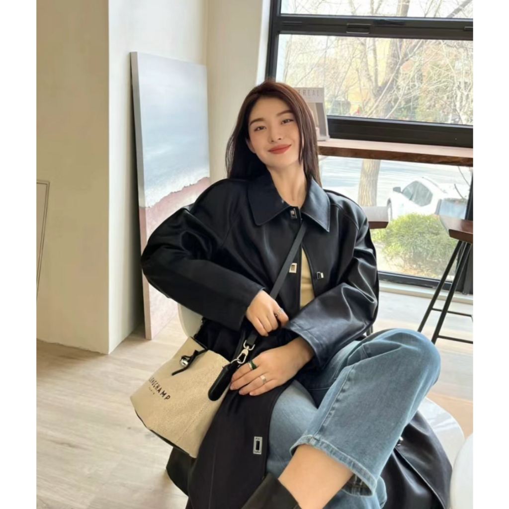 Longchamp roseau bucket bag canvas handbag แท้ กระเป๋าทรงถัง ผ้าใบ กระเป๋าถือ shoulder bag crossbody bags women