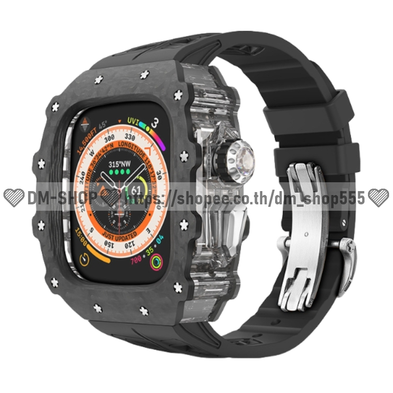 สายนาฬิกาข้อมือยางวิตอน ตัวหุ้มนาฬิกาคาร์บอน iWatch 49 มม. 45 มม. 46 มม. 44 มม. iWatch Ultra 10 9 8 7 6 5 4 SE