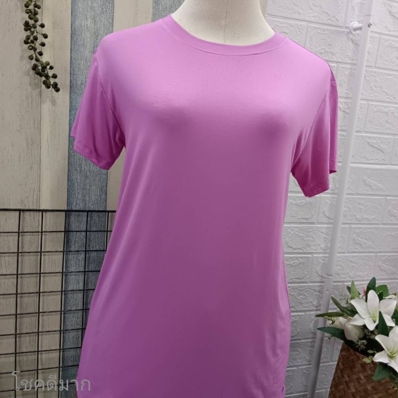 B113 เสื้อยืดเรย่อนคอกลม สีพื้นเต็มตัว อก36-46 ผ้านุ่มใส่สบาย สาวอวบใส่ได้ ราคา ถูกที่สุด ดีลบีเคเค แกลเลอรีภาพที่ 3