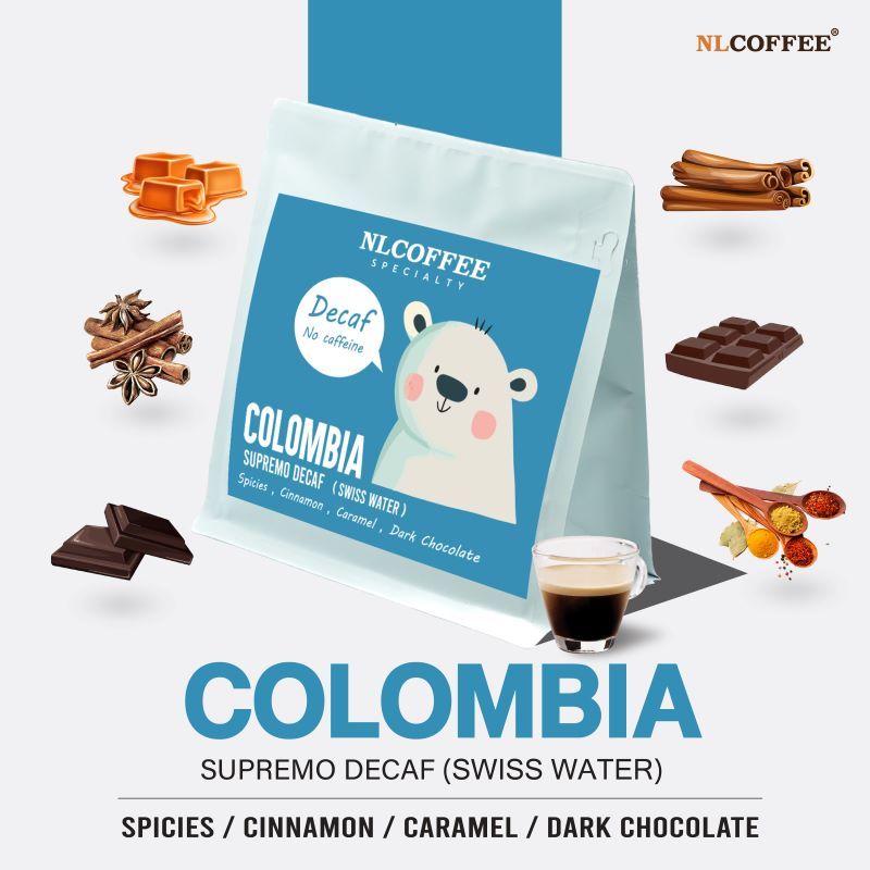 NLCOFFEE SPECIALTY เมล็ดกาแฟ Colombia (ไม่มีคาเฟอีน)