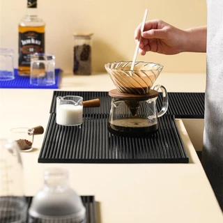 แผ่นรองบาร์ Bar Mat แผ่นยางกันลื่น ที่รองแก้วกันลื่นและกันน้ำ อุปกรณ์กาแฟ สไตล์เรโทร
