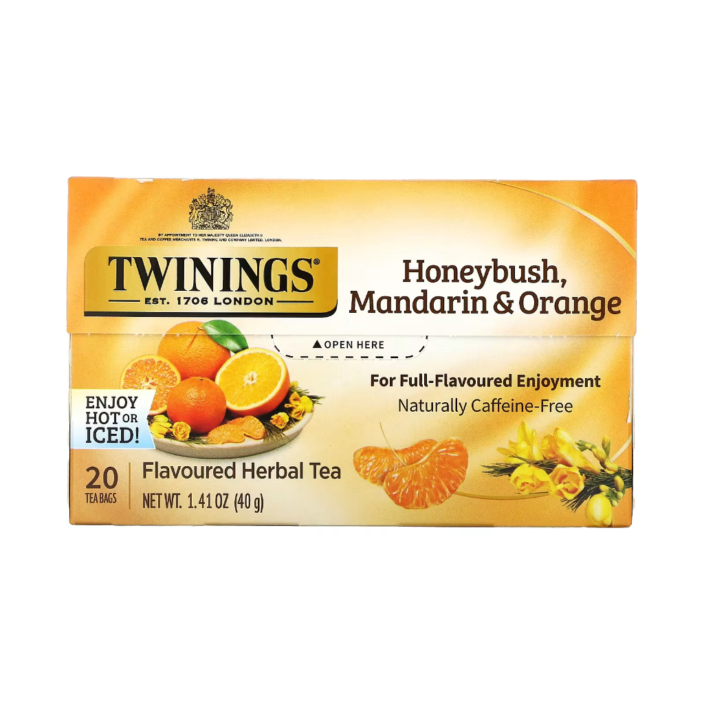 Twinings, Herbal Tea Honeybush Mandarin & Orange Caffeine Free ชาสมุนไพร ฮันนี่บุช รสส้มแมนดารินและส้ม ปราศจากคาเฟอีน
