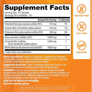 EXP 11/27 Glucosamine Chondroitin Msm with OptiMSM 120 Veggie Caps Doctor’s Best