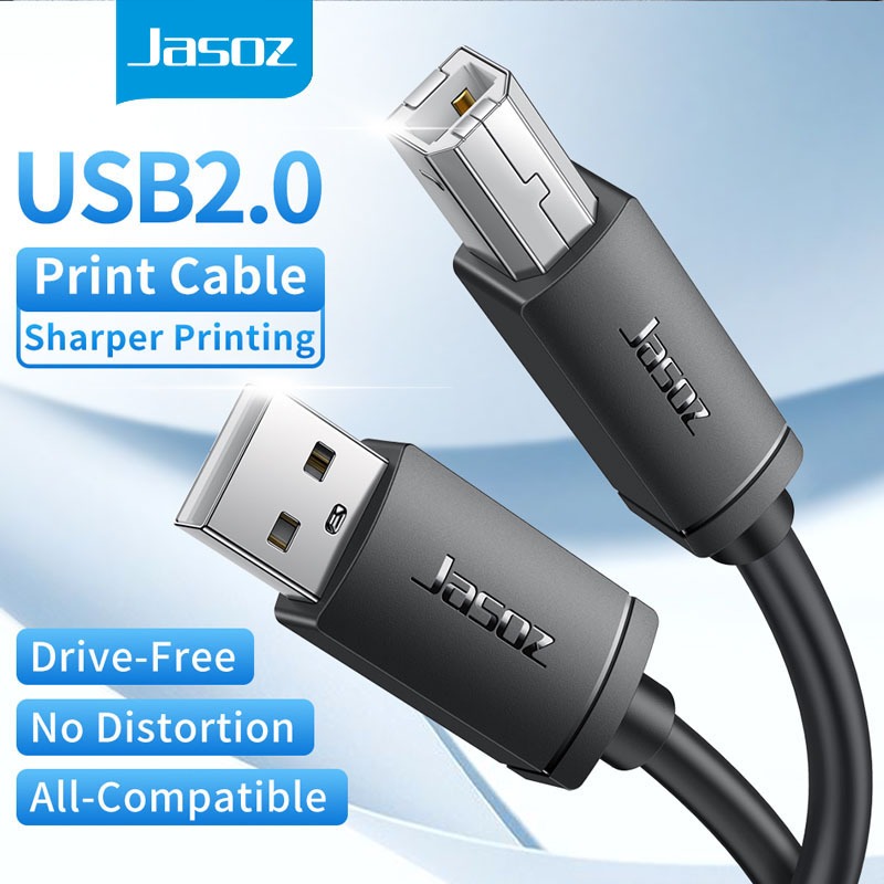 ซื้อ Jasoz USB Printer Cable USB Type B Male to A Male USB 2.0 Cable for Canon Epson HP Label Printer DAC