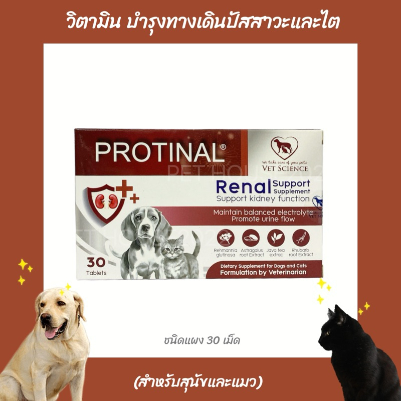 Protinal Renal Support Supplemant วิตามินบำรุงไต สำหรับสุนัขและแมว แบบแผง 30 เม็ด