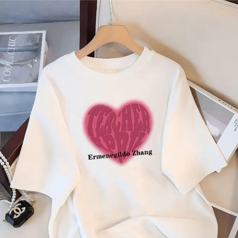 เสื้อยืดแขนสั้นคอกลมพิพม์ลวดลายการ์ตูนน่ารักๆผ้าฝ้ายใส่ดี