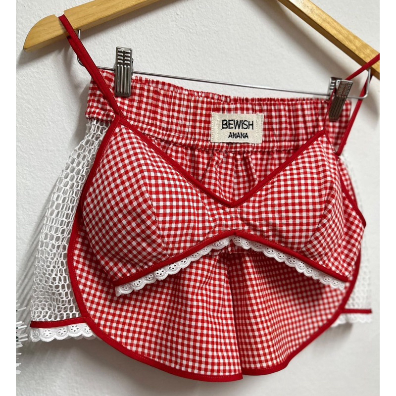 Gingham bralette + shorts 🌲(มีซับใน)
