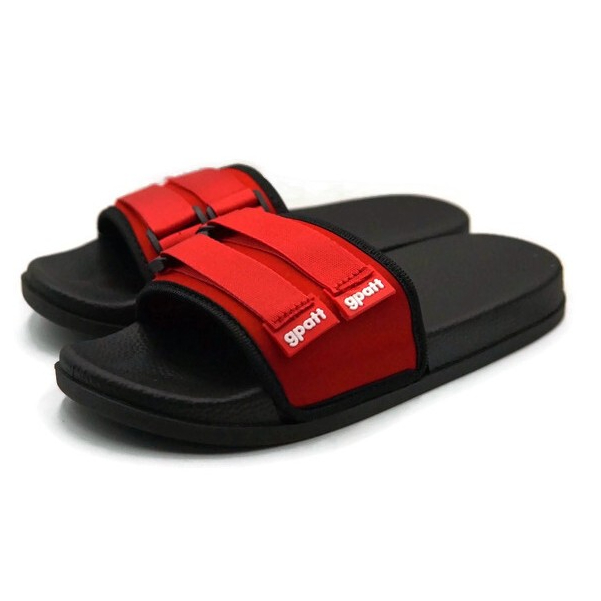 Gpatt : Double Velcro Stripes Sandals รองเท้าแตะสวมผู้หญิงแฟชั่นพื้นนุ่ม ลายคาดหลากสี รองเท้าแตะผู้ห