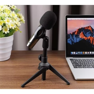 ขาตั้งไมโครโฟนสามขาแบบพับได้ MIC แท่นวางบนโต๊ะไมโครโฟนแบบหนีบ