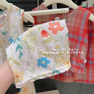 ชุดแฟชั่นเด็กผู้หญิง ชุดชายหาด สงกรานต์ เสื้อกล้าม+ขายาว สไตล์ลายสีน้ำ เนื้อผ้านุ่มใส่สบาย ไซส์ 1-8ปี FS067