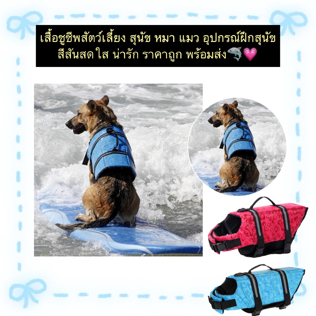 PP-864 เสื้อชูชีพสำหรับสัตว์เลี้ยง สุนัข หมา แมว สีสดใส น่ารัก ใช้งานง่าย ราคาสบายกระเป๋า พร้อมส่งทันที! 🐕🐈‍⬛💦