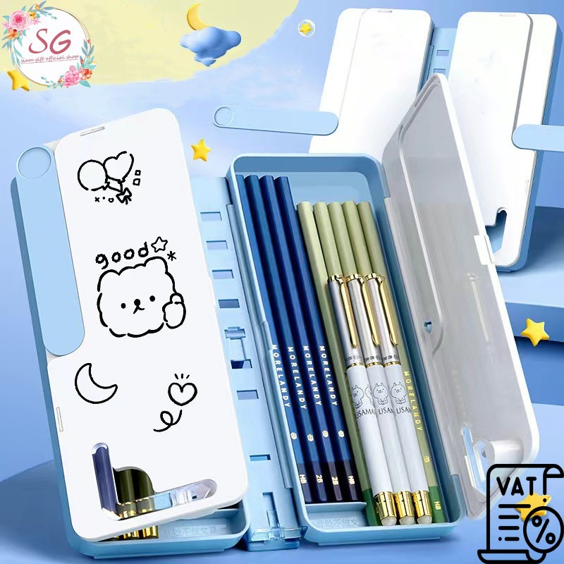 (ZL583) กล่องดินสออเนกประสงค์ DIY จดโน้ตได้ ใช้ตั้งหนังสือได้ แถมฟรี สติ๊กเกอร์ ใส่ของได้เยอะ