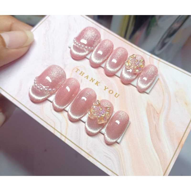 เล็บเจลแท้ สีชมพูลูกแก้วหวานๆ