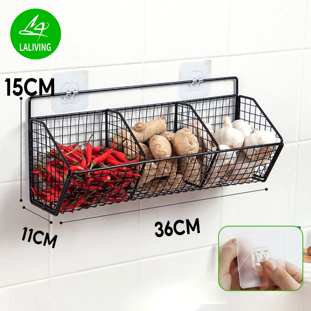 ห้องครัว ขิงหัวหอมกระเทียม ตะกร้าเก็บของ ชั้นวางเครื่องปรุง ชั้นวางของ ติดผนัง โครงเหล็ก ตะกร้าผัก ขนาดเล็ก - รูปที่ 6