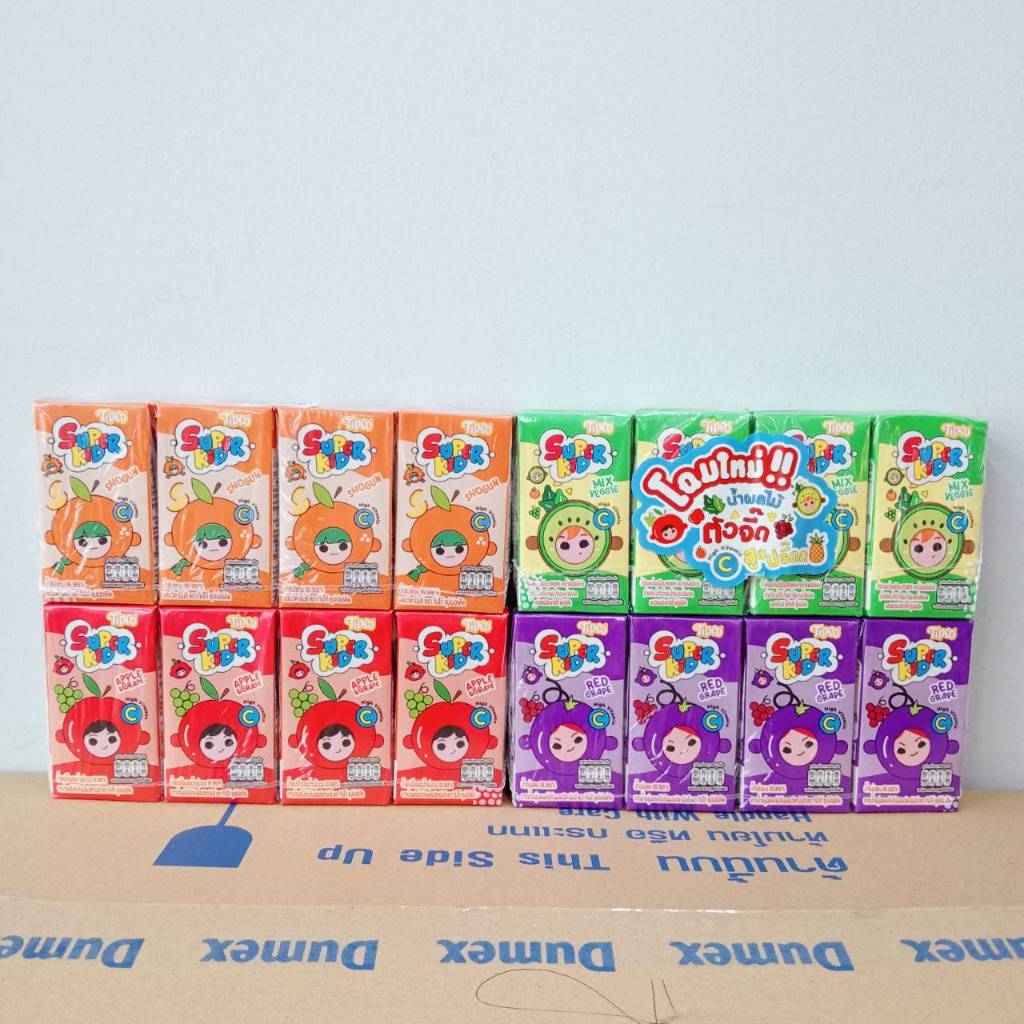 (แพ็ค 4) Tipco Superkid Fruit Juice ทิปโก้ น้ำผลไม้ ซูเปอร์ คิด ตรา ทิปโก้ 110 มล. มี 4 รสชาติ