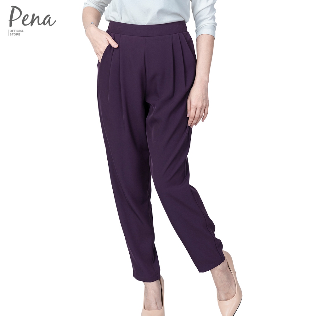 Pena house กางเกงขายาว สม็อคหลัง สีพื้น PSPL002