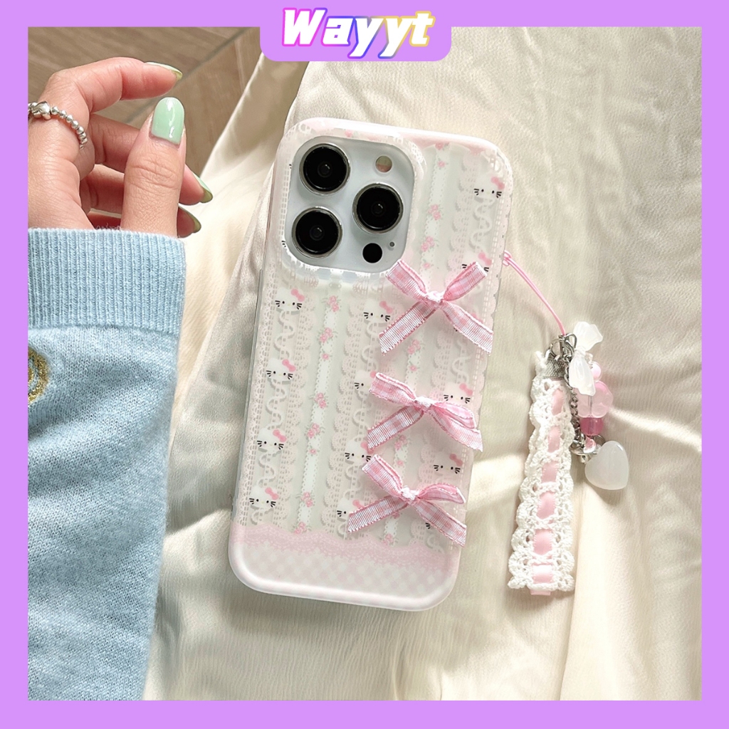 จัดส่ง24ชม for iPhone 15 Pro Max 14 13 12 11 พกง่ายๆ case เคสไอโฟน11 การป้องกันการตก การ์ตูน โบว บัลเล่ต์ พร้อมจี้ case