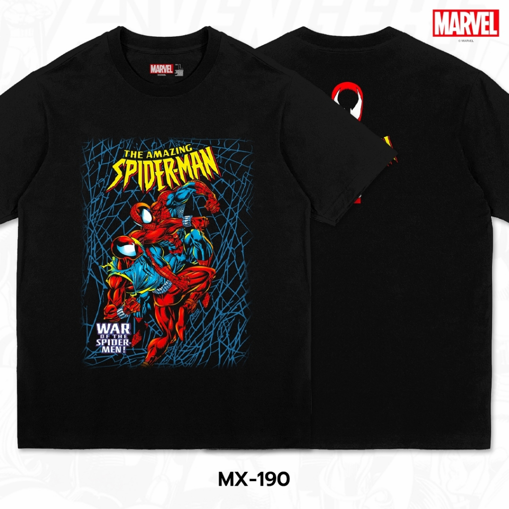 Power7Shop เสื้อยืดการ์ตูน มาร์เวล Spider Man ลิขสิทธ์แท้ MARVEL COMICS T-SHIRTS (MX-190)
