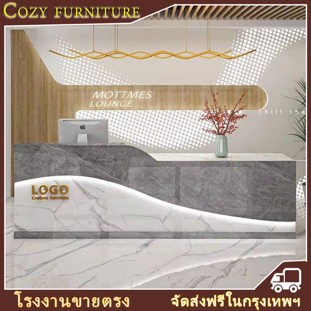 เคาเตอร์ต้อนรับ เคาน์เตอร์ +LED counter bar บาร์กาแฟ สดใส กันน้ำ และป้องกันรอยขีดข่วน กว้าง 60 ซม.