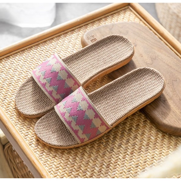 รองเท้าแตะสาน ลายผ้าอินเดีย พื้นทอเชือกปอ 💕🔐✏️💛พร้อมส่งจาก กทม 3สี - รูปที่ 3